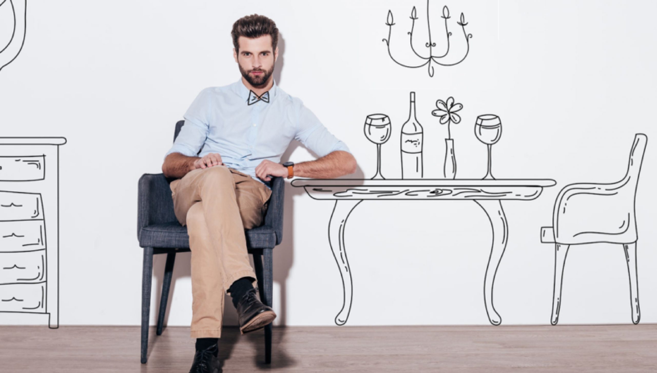 Cool man sitting in chair