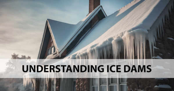 UNDERSTANDING ICE DAMS - Picture of home with ice dams