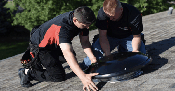 Picture of attic fan installation - what is an attic fan and how does it work.