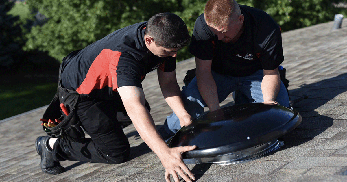 whatisanatticfan Picture of attic fan installation - what is an attic fan and how does it work.